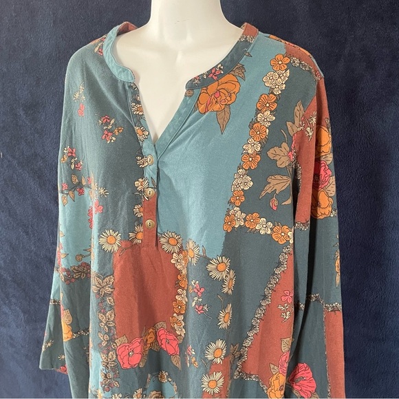 Denim&Co Tops - Denim&Co blue and burnt orange tunic size 3XL